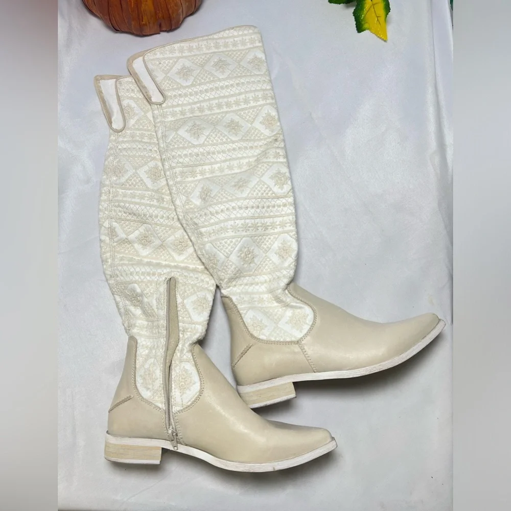 Free People Bren Textile Slouch Boots Size 37.5